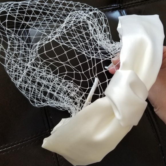 ❗Vintage White Bow Veil Fascinator Headband❗